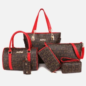 6-Pcs Women Handbag Purse Shoulder Totes Satchel