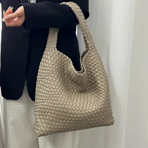 Leather Woven Bag Shoulder Tote